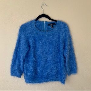 Fuzzy Cozy Blue Forever21 Sweater